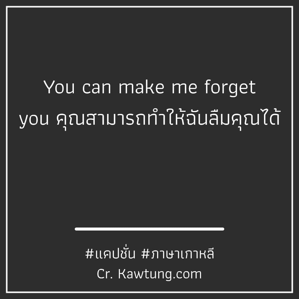 แคปชั่น ภาษาเกาหลี You can make me forget you คุณสามารถทำให้ฉันลืมคุณได้