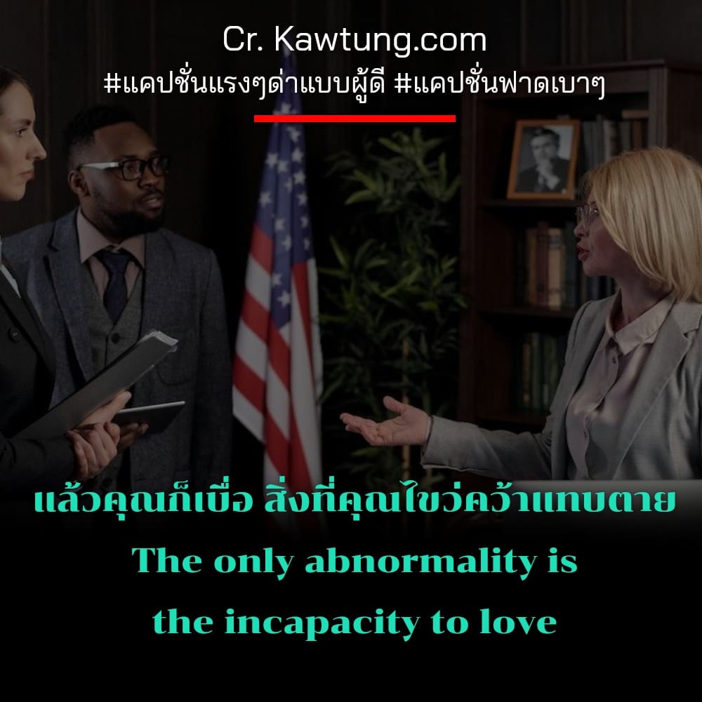 แล้วคุณก็เบื่อ สิ่งที่คุณไขว่คว้าแทบตาย The only abnormality is the incapacity to love