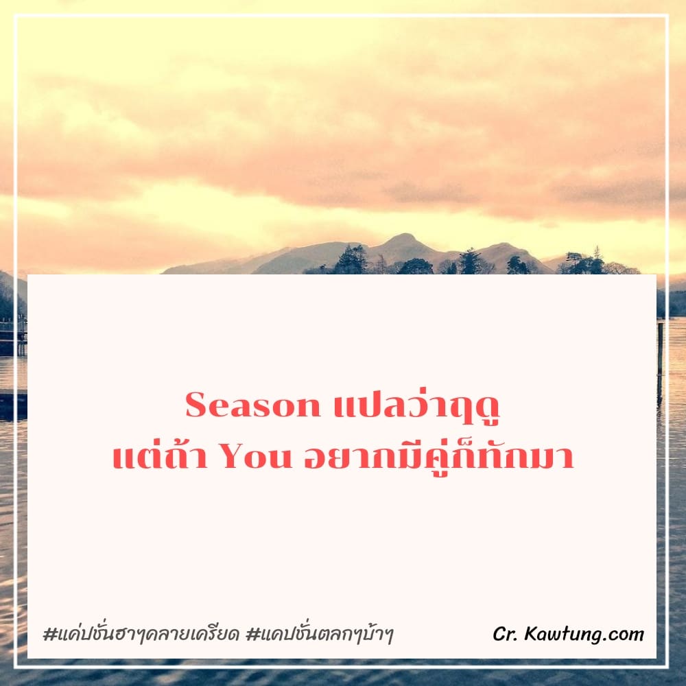 แค่ปชั่นฮาๆคลายเครียด แคปชั่นตลกๆบ้าๆ Season แปลว่าฤดู แต่ถ้า You อยากมีคู่ก็ทักมา