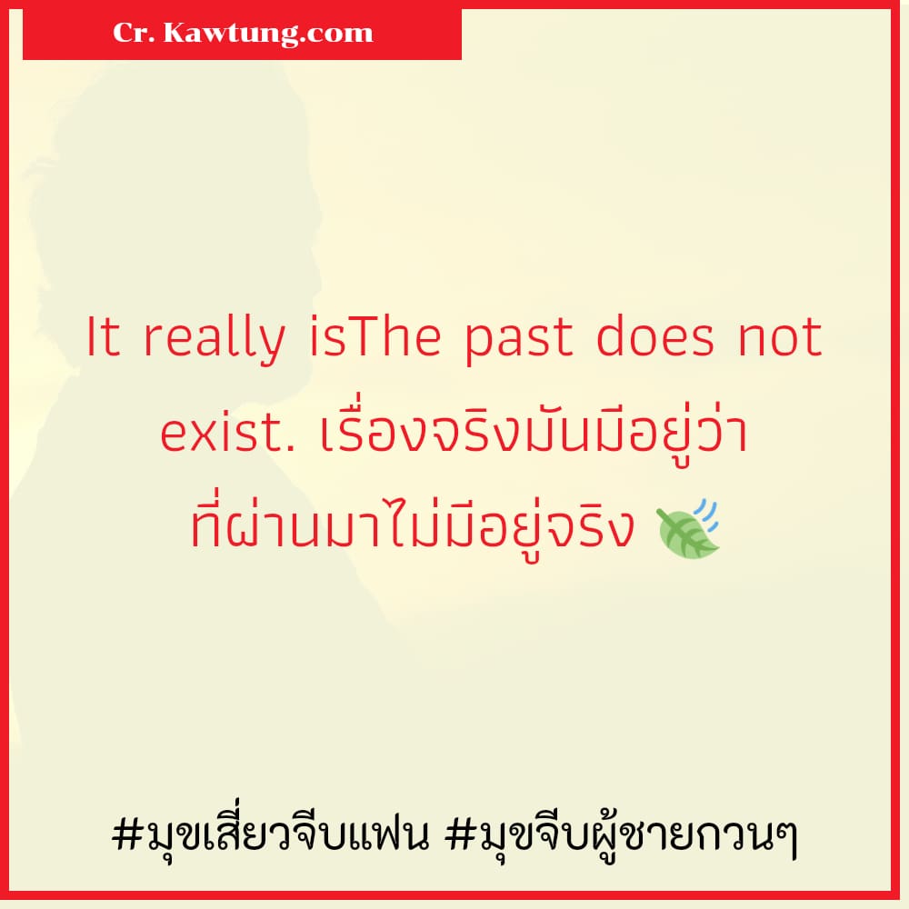 It really isThe past does not exist. เรื่องจริงมันมีอยู่ว่า ที่ผ่านมาไม่มีอยู่จริง 🍃