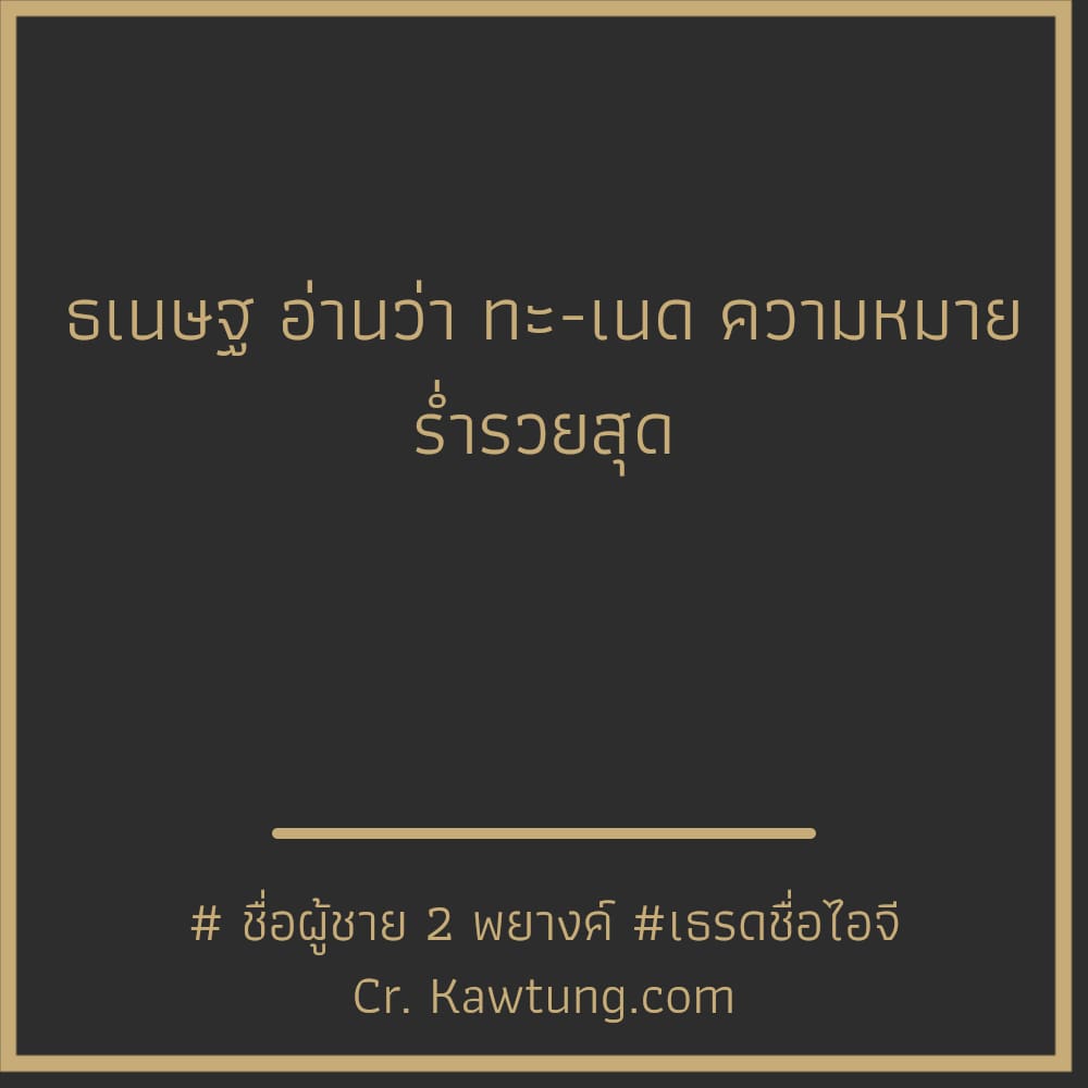  ชื่อผู้ชาย 2 พยางค์ เธรดชื่อไอจี ธเนษฐ อ่านว่า ทะ-เนด ความหมาย ร่ำรวยสุด