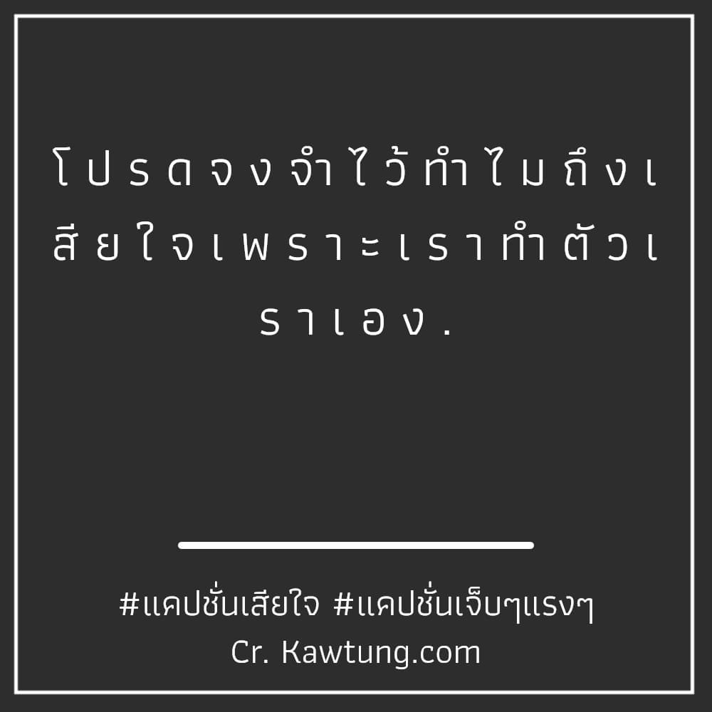 โ ป ร ด จ ง จำ ไ ว้ ทำ ไ ม ถึ ง เ สี ย ใ จ เ พ ร า ะ เ ร า ทำ ตั ว เ ร า เ อ ง .