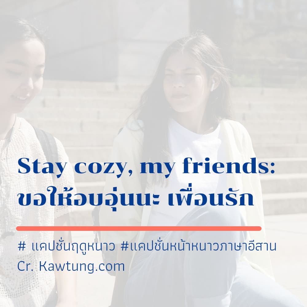  แคปชั่นฤดูหนาว แคปชั่นหน้าหนาวภาษาอีสาน Stay cozy, my friends: ขอให้อบอุ่นนะ เพื่อนรัก