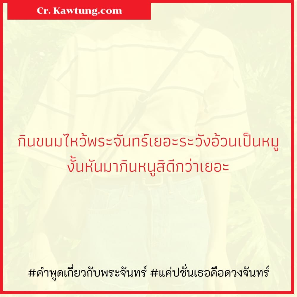 คําพูดเกี่ยวกับพระจันทร์ แค่ปชั่นเธอคือดวงจันทร์ กินขนมไหว้พระจันทร์เยอะระวังอ้วนเป็นหมู งั้นหันมากินหนูสิดีกว่าเยอะ